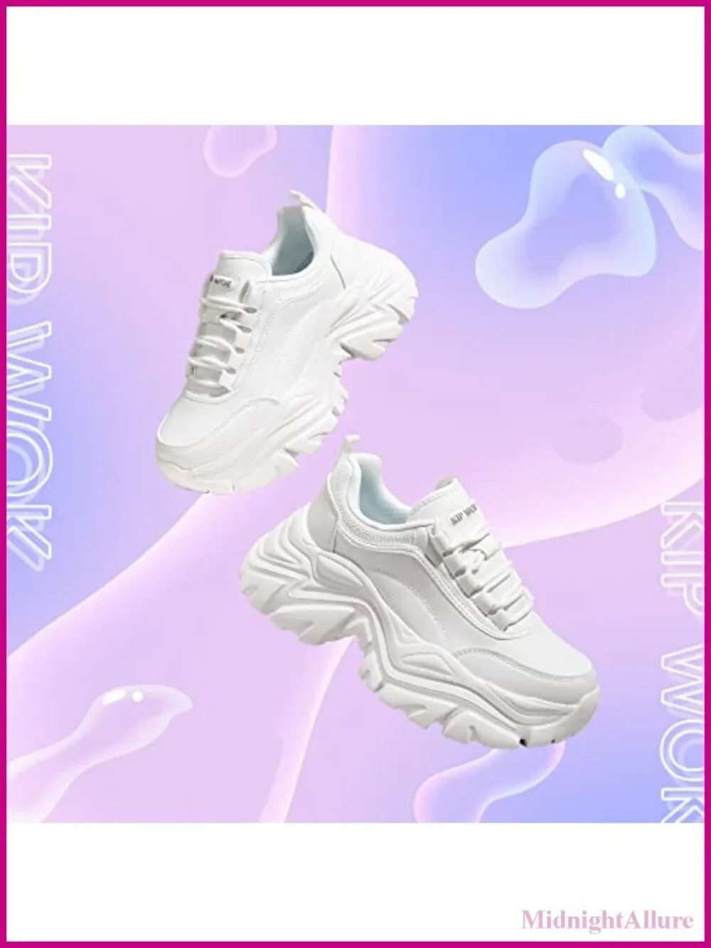 Chunky Platform Sneakers for Women Faux Leather Memory Foam Casual Athletic